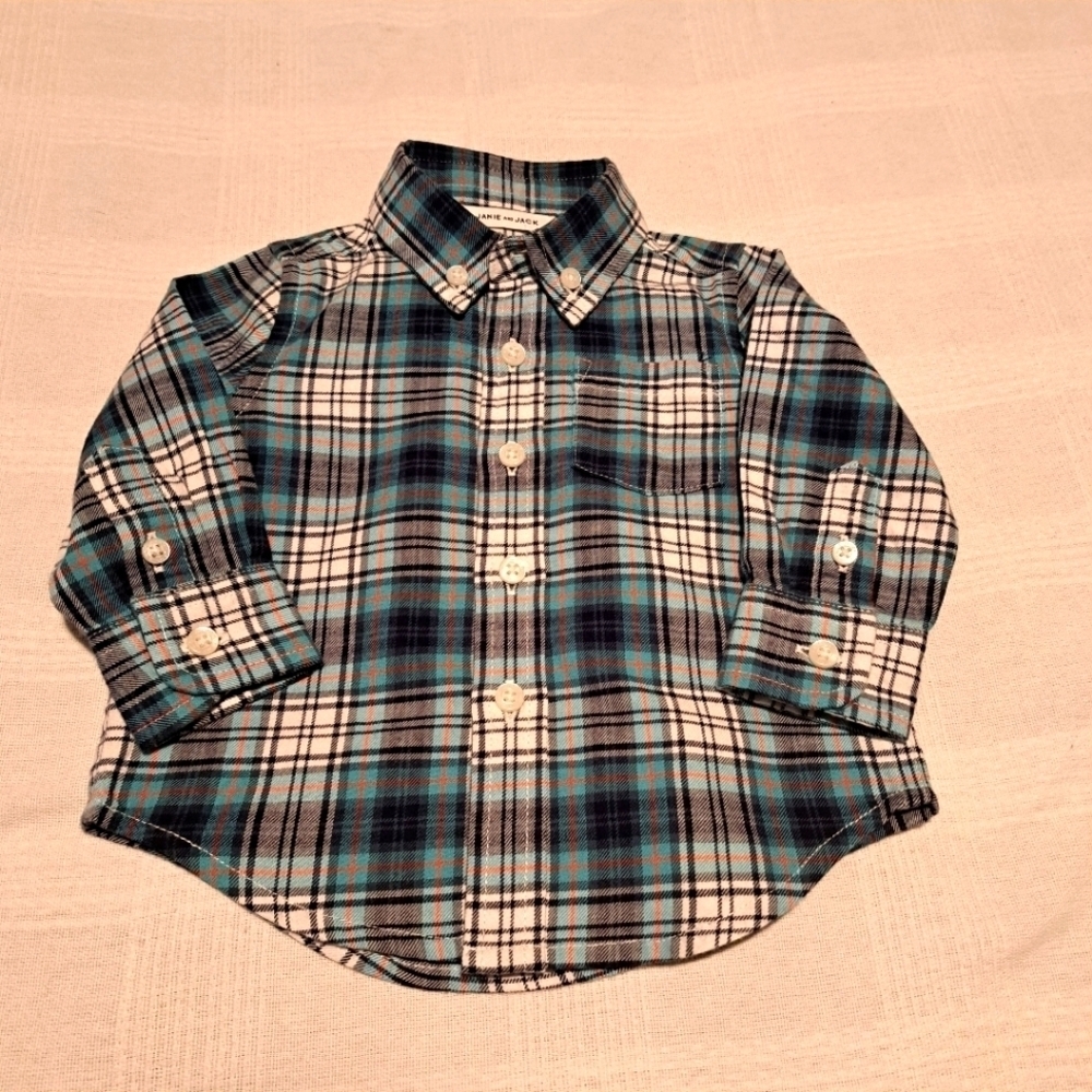 Janie and Jack baby boys 3-6 months plaid button down shirt